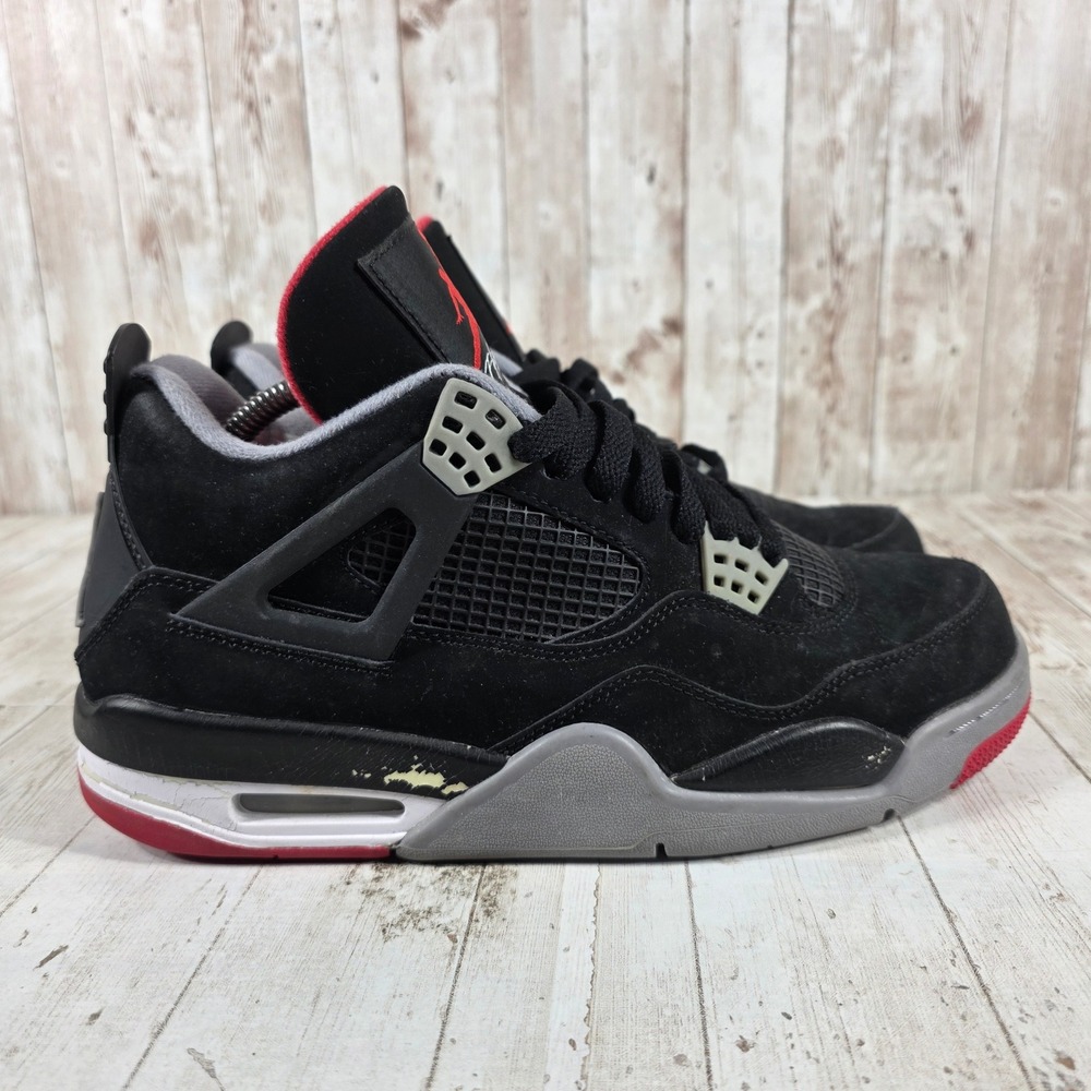 Nike Air Jordan 4 Retro Bred 2012 Black Red Cement 308497-089 Mens Size 9
